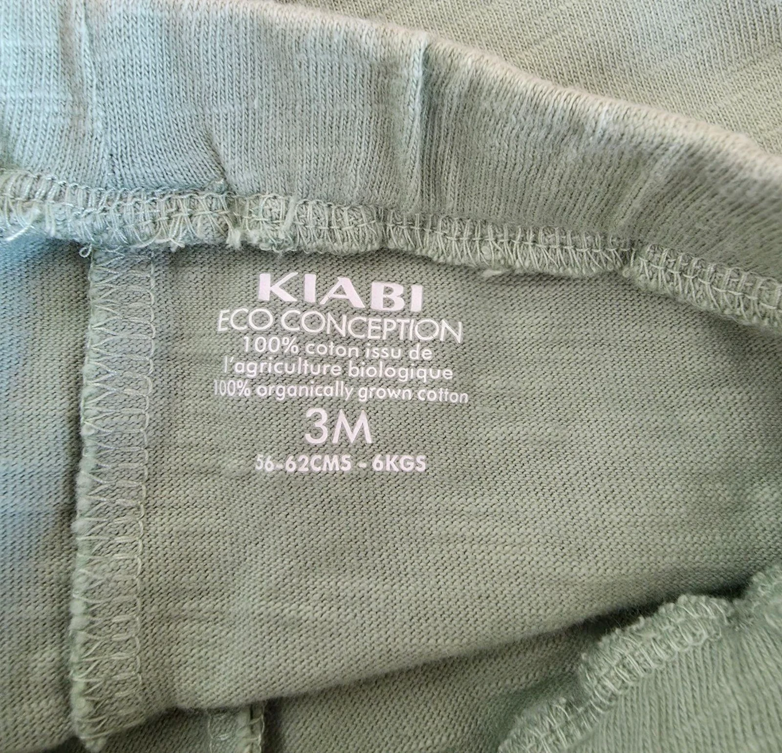 Korte mouwen salie groen biologisch katoen Kiabi Maat 3 maanden 56-62 cm – photo 4